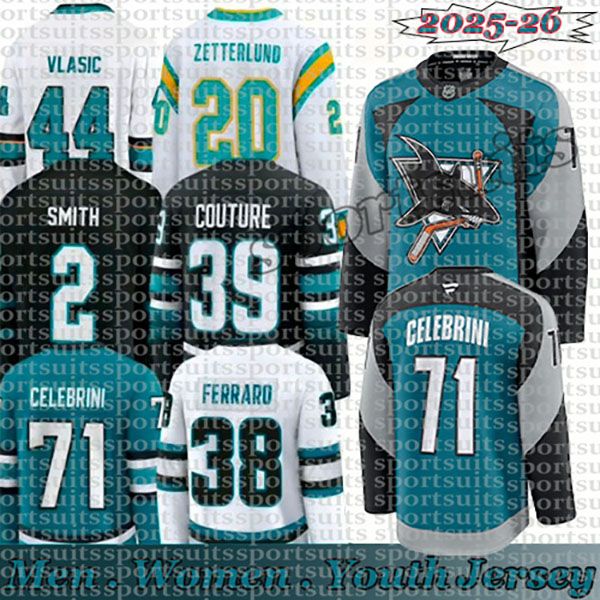 #71 Macklin Celebrini Jer #39 Logan Couture Mikael Granlund san jose hockey jers William Eklund California Fabian Zetterlund Mackenzie Blackwood Shark