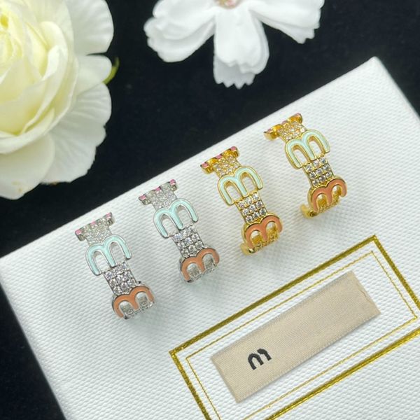 

Earrings Designer for Women High Quality Simple Letter Diamond Luxury Jewelry Earrings Enamel Glaze 925 Silver Needle Holiday Gift