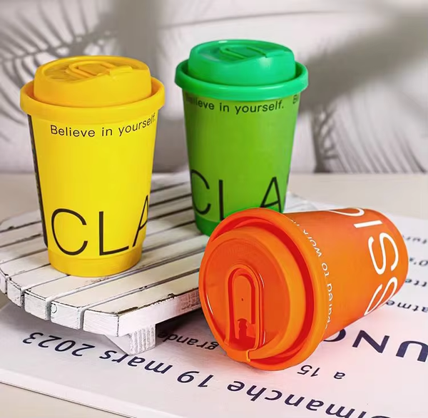 8oz 12oz 16oz Green Disposable Coffee Cups Party Favors Drinking Milk Tea Soy Juice red colorful Paper Cups with Lids