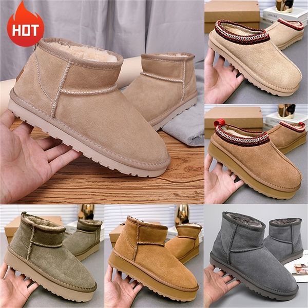 

Black Friday Discount tazz Tazz Slippers for Men Women Snow Winter Fur Slipper Mens Womens Suede Wool Ankle, Red