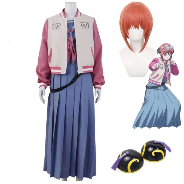 Anime Gintama Kagura Leader Cosplay Costume Baseball Jacket JK Uniform Skirt Wig Headwear Woman Cute Daily Sailor Suit