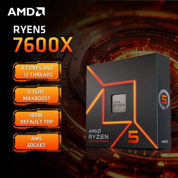 AMD Ryzen 5 7600X Boxed 47 GHz 6Core 12 Threads PCIE 50 105W CPU Processor 5NM L332M 100000000593 AM5 Gaming Processor
