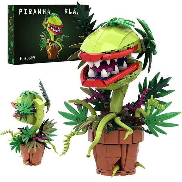 MOC Audrey II Piranha Plant Building Block Chomper Potted Plants Horrors Flower Model Bricks Assemble Toys Children Collect Gift Z251018
