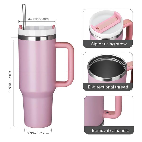 

40oz Ice King Cup Car Mug Large Capacity Water Cup Vehicle Handle Cup Custom Stainless Steel Insulated Cooler/Warmer Cup, Light green