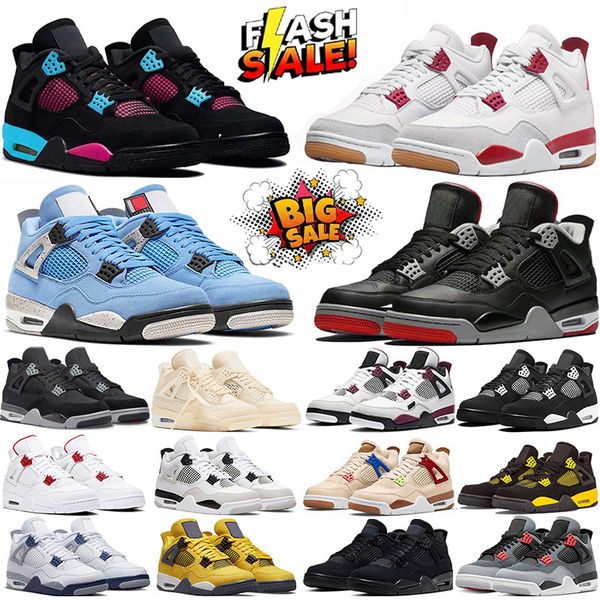 Designer 4s Men Basketball Shoes 4 Black Cat Military Blue Canvas Red Thunder University Blue Thunder Pink Cactus Jack Trainers Outdoor Sports Sneakers 36-47