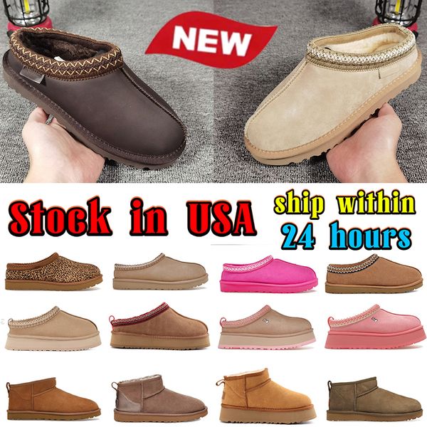 Womens tazz slippers tasman fur slides classic ultra mini platform snow boot Suede slipper new chestnut men ankle boots winter shoes australian designer booties