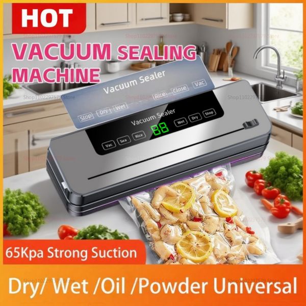Vacuum Sealer Kitchen Food Storage Dry/Wet Food Vacuum Packing Machine Household Fresh Food Packing Machine Built-in Cutter
