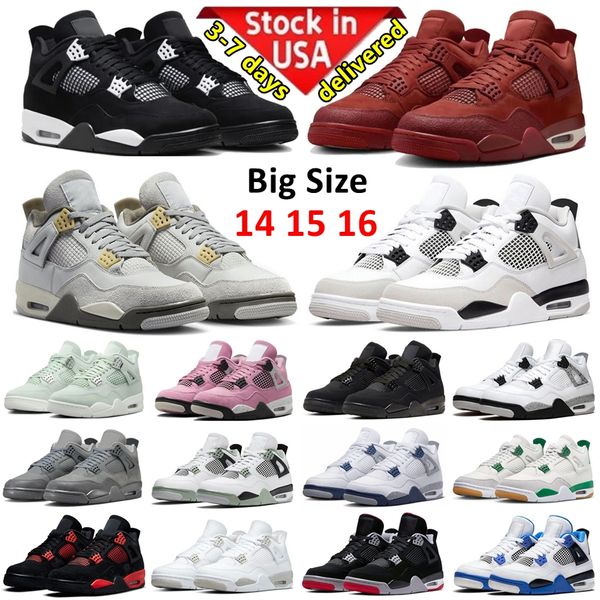 

Big Size 14 15 16 Designer Shoes Black Cat 4s Mens Basketball Shoes Midnight Navy 4 Bred White Cement Oreo Red Thunder University Blue Sneakers Women Sports Trainers, Grey