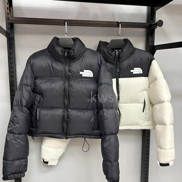 

puffer jacket women designer crop short coat white black clothes high waist down jackets female thick warm cotton overcoat, Color 2