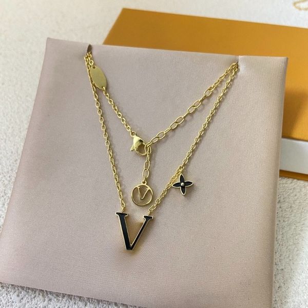 

Designer Necklace Women's Jewelry 18K Gold Letter Diamond Fashion Classic Brand Pendant Necklace High Quality Jewelry Accessories Christmas Holiday Gift