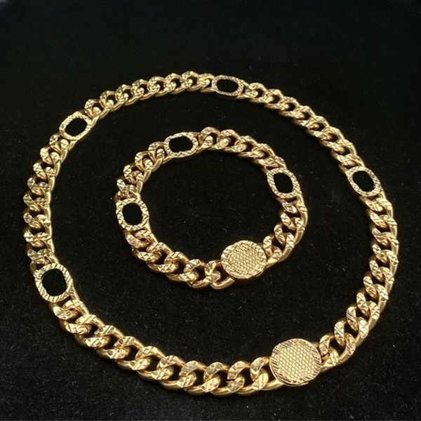 

Designer Cuban Link Chains Set for Men Women Luxurys Brand Classic Letters G Necklaces Bracelet Chain Fashion Jewelry Sets High Quality Couple Jewelry, Mixed colors