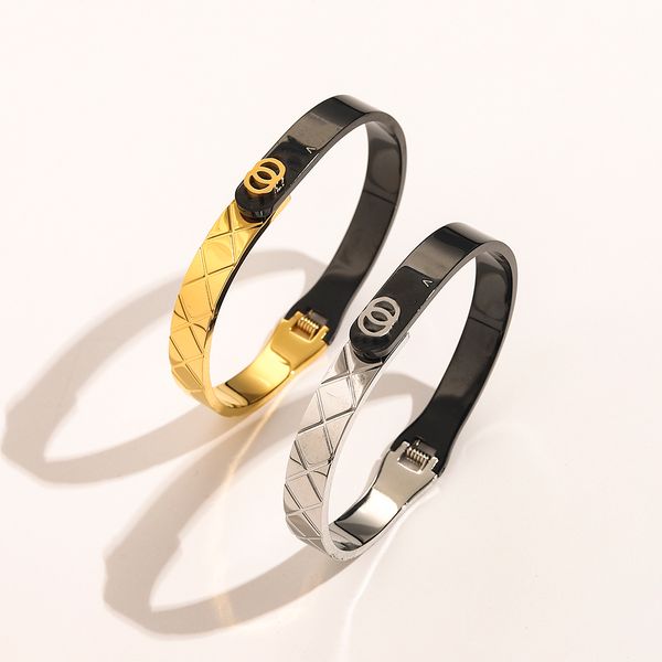 Newest Luxury Fashion Desinger Brand Stainless Steel Bracelets Gold Plated Letters Unisex Metal Bracelet Jewelry Accessories Gift
