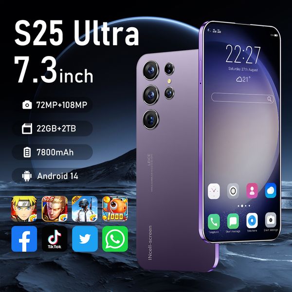New 5G smartphone Original S25Ultra Global version Snapdragon 8 Gen3 10core 7.3-inch HD+ screen 2520*3200 pixels 72MP+108MP Android 15.0 battery 7800mAh fast charging
