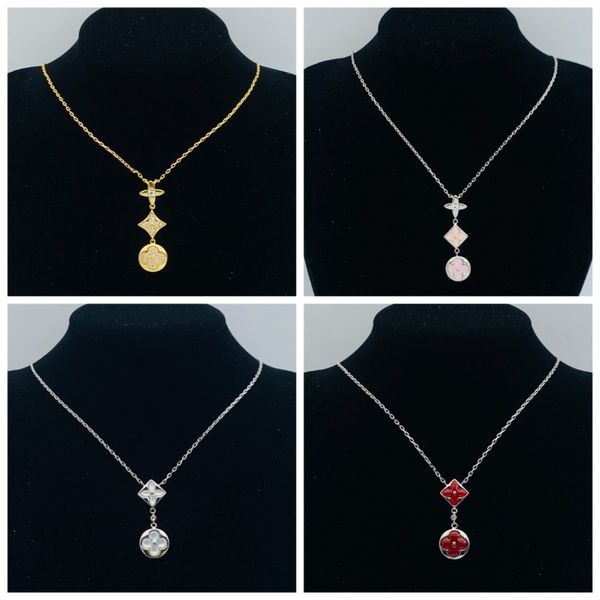 

Designer Pendant Necklace Luxury Charm Sweater Chain Classic Mother-of-Pearl Pendant Necklace Fashion Women Men Jewelry Accessories High Quality Holiday Gifts