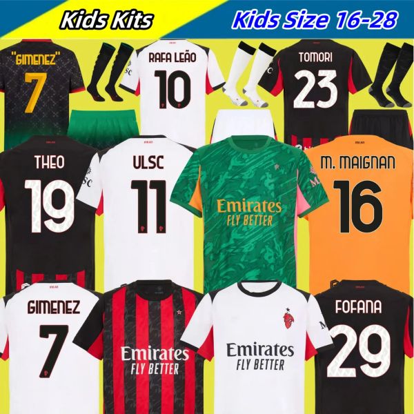 

25 26 Black white soccer Jerseys 2025 2026 home away PULISIC TOMORI RAFA LEAO Football shirts ac uniform fans 125th BONDO JOAO FELIX GIMENEZ fourth Modric RI, A10