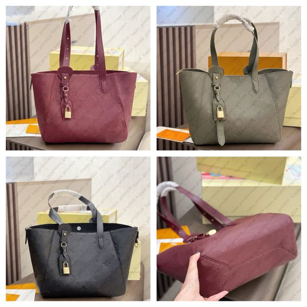 Designer All in one handbag women tote bags Genuine leather embossed wine red shoulder bag Underarm Hobo shopping purse bucket clutch wallet crossbody messenger bag