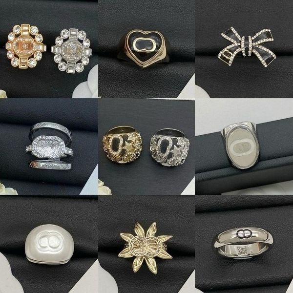 

Designer Rings Women 18K Gold Plated Classic Letters Elegant Diamond Ring Brand Luxury Jewelry High-quality Party Accessories Gifts