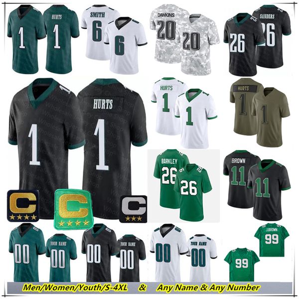 

American Football Jersey Saquon Barkley Jalen Hurts AJ Brown DeVonta Smith Goedert Reed Blankenship Zack Baun Jason Kelce Cooper DeJean Andrew Mukuba Jahan Dotson, Men brown style