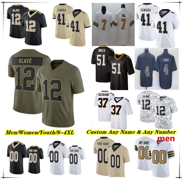 

Alvin Kamara Football Jersey Spencer Rattler Kendre Miller Chris Olave Rashid Shaheed Juwan Johnson Brandin Cooks Demario Davis Alontae Taylor Taysom Hill Brees 4X, Men white style
