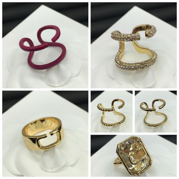 

Designer Rings for Women Letter Diamond Wide-faced Open Ring 18K Gold-plated Sparkling Rings Classic Luxury Women's Jewelry High Quality Christmas Gifts