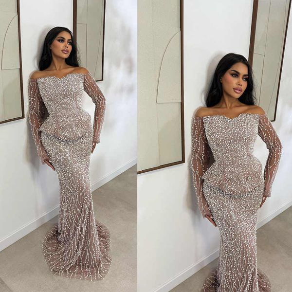 Long Sleeve Prom Beaded Vestidos De Gala Tassel Chic Formal Occasion Dress Customized Luxury Sexy Cocktail Dresses