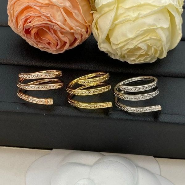 

Luxury Ring Designer Jewelry Diamond Open Ring for Women Mens 18K Gold Silver Rose Gold Classic Style High Quality Christmas Gift