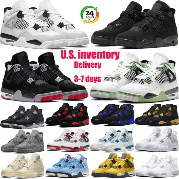 

4 4s mens basketball shoes Black Cat Pizza White Cement Bred Reimagined by Brick Cave Stone Lighing Thunder men women trainers sports sneakers good 4s, Gold