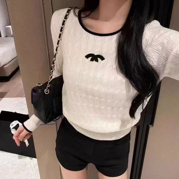 

Designer Womens brand classic embroidery C litter LOGO crew neck Outdoor casual sports fashion retro pullover sweater, White