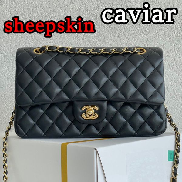 

Shoulder Bags CF Bag CC Caviar Style Designer Bags Chain Strap Cross Body Handbag High Quality Women Fashion Purse sheepskin Style Crossbodya Litchi Leather, Deep blue