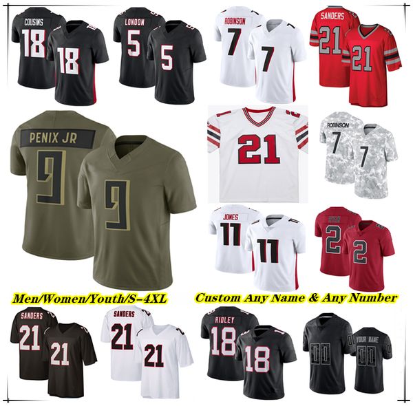 

American Football Jersey Michael Penix Jr Bijan Robinson Tyler Allgeier Drake London Kyle Pitts Darnell Mooney Jessie Bates Kaden Elliss Xavier Watts Julio Jones 4X, Men white style