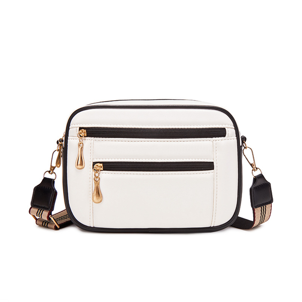 

Korea women small square bag zipper pocket large capacity wide single strap shoulder bags, Coffee