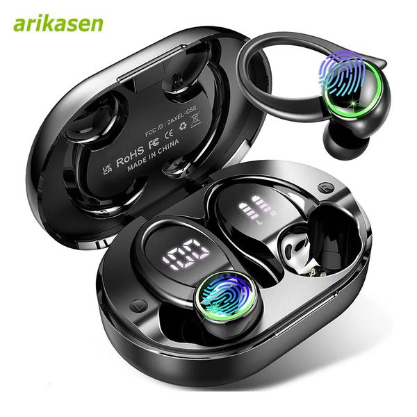 Headphones Bluetooth 53 Wireless Bass Stereo Over Ear Earbuds ENC Noise Cancelling Mic with Earhooks 48H Playback LED Display 251024