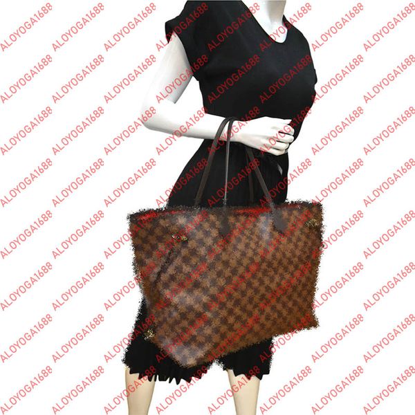 

Best Quality Luxury Designer Shoulder Bags 32CM Popular Handbags Women Genuine Leather Shopping Bags Print Totes Bags Fashion Ladies Branded Large Crossbody Bag, 4-coffee lattice+red lining