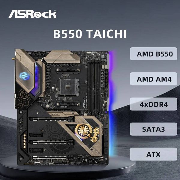 ASRock B550 TAICHI Motherboard Support AMD Ryzen 9 5950X 5900X Ryzen 7 5700X3D 5800X3D CPU DDR4 128GB M2 ATX AM4 Mainboard