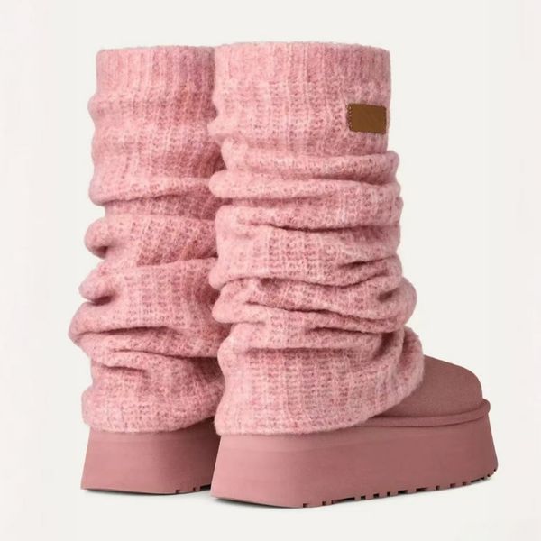 Pink uggbootwomen Mini dipper puffer boot Designer Snow boot Womens Luxury Fur wool Ankle australia booties Casual shoe Wedge Boot DHgate Furry Winter Platform shoe