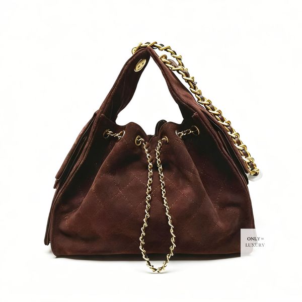 

Luxury 25 hobo suede chain designer fall shoulder bag crossbody bags caviar genuine leather soft lamb skin women tote fashion handbag mini 7A mirror high quality, Shiny black