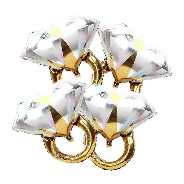 42pcs Wedding Decor Diamond Ring Foil Balloons Engagement Wedding Ring Shaped Balloon Bridal Shower Hen Party Supplies S251027
