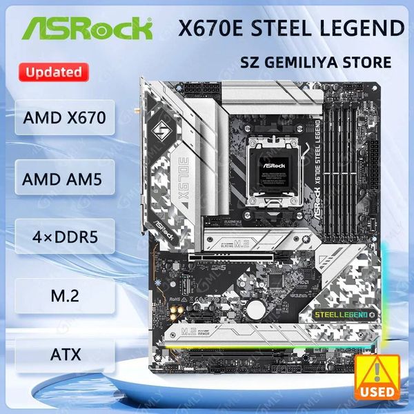 ASROCK X670E STEEL LEGEND Motherboard AMD X670 AMD AM5 DDR5 256GB M2 ATX support Ryzen 7 8700 Ryzen 5 8500 Ryzen 7 9700 Ryzen