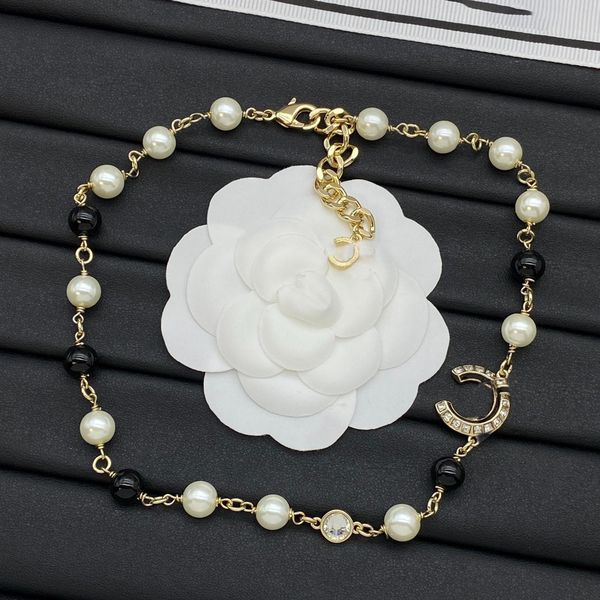 

Fashion Classic Pearl Necklace for Women Party Gift Designer Gold Plated Letter Necklace Chain Jewelry Wedding for With box