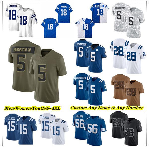 

Daniel Jones Tyler Warren Jonathan Taylor Football Jersey Anthony Richardson Michael Pittman Jr Alec Pierce Josh Downs Mekhi Blackmon DeForest Buckner Nick Cross, Men retro white style