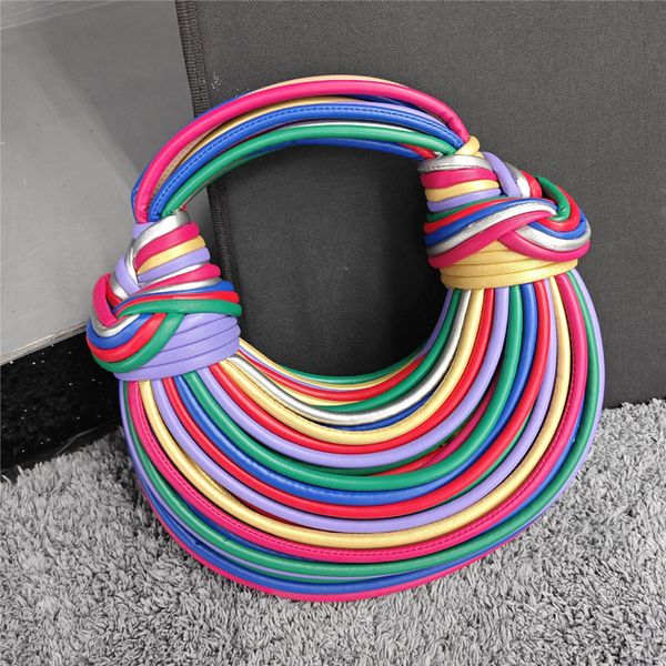 

Luxury bag designer bag Handcrafted Designer Wristlet Bag: Elegant Handwoven Knots Detachable Noodle Strap Opulent Aesthetic Refined Minimalism