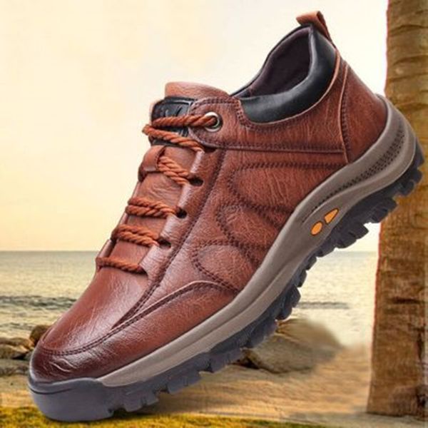 

Men's Winter Leather Sports Shoes | Thickened Warm, British-Style | Outdoor Hiking, Casual & Lazy Slip-On Shoes
