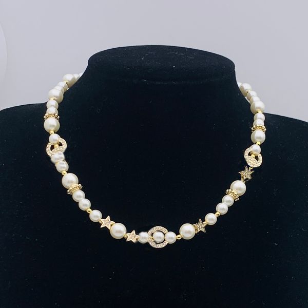 

Designer Necklace Flower Pendant Necklaces Pearl Choker Pendant Necklace Gold Plated Letter Necklace Chain Jewelry Wedding for With box Party Gift