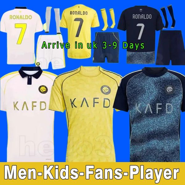 

24 25 26 Al Nassr FC soccer Jerseys Ronaldo Men Kids Kit child uniform 2025 2026 Home yellow CR7 boys Football shiirt T Al-Nassr away MARTINEZ GHAREEB, 25 26 home adult