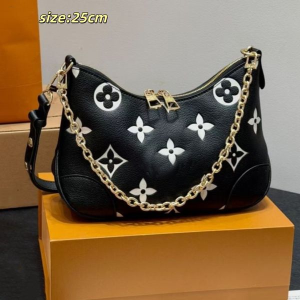 

Light luxury fashion makeup bag designer vintage cow horn bag single shoulder chain vintage flower bags crossbody commuting bags, No3(25cm)