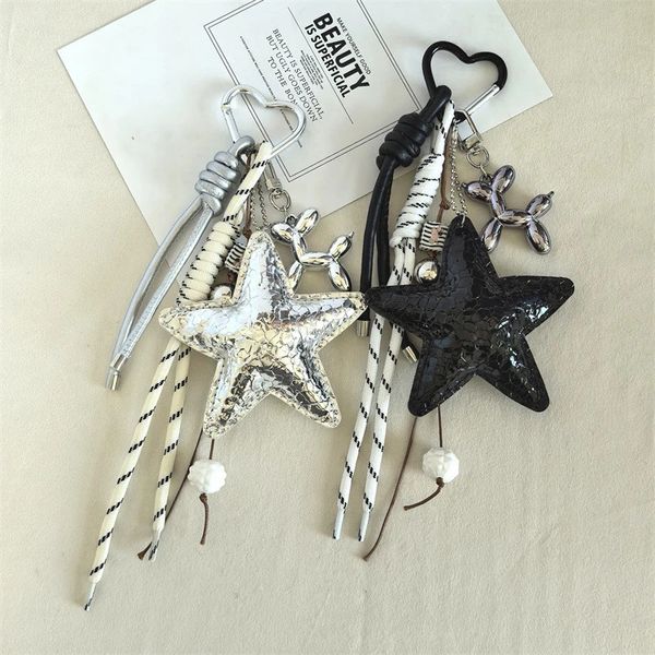 Y2k Leather Rope Keychain Star Cute Dachshund Bag Pendant 3d Creative Cartoon Keyring Antilost Mobile Phone Lanyard Bag Pendant 251029