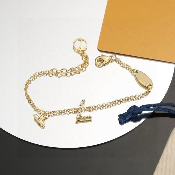 

Luxury Diamond Charm Bracelet Fashion Trendy Letter V Pendant Gold Jewelry Accessories Love Gift good, Color#4
