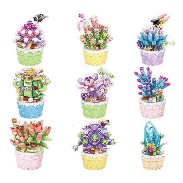 DIY Flower Succulent Bonsai Mini Building Block Set Eternal Bouquet Home Desk Plant Decor Brick Gift Box Toy for Kids And Girls X251029