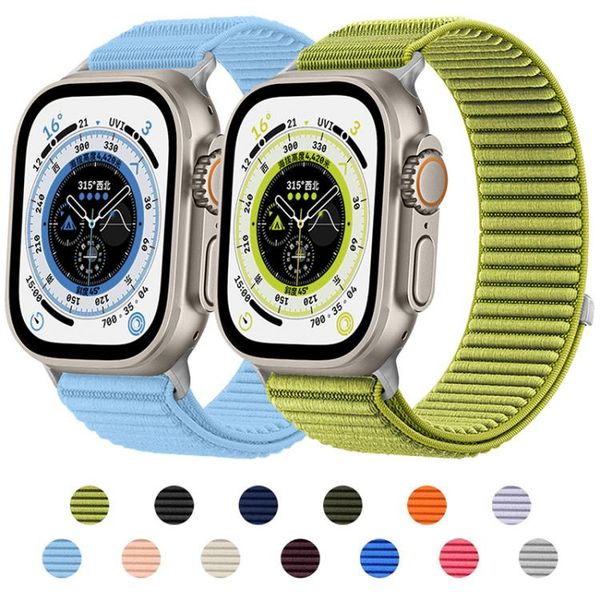 

2025 New Smart Watch S11 Apple Watch iWatch Ultra Universal Wild Mountain Pattern Woven Nylon Velcro Metal Head Strap