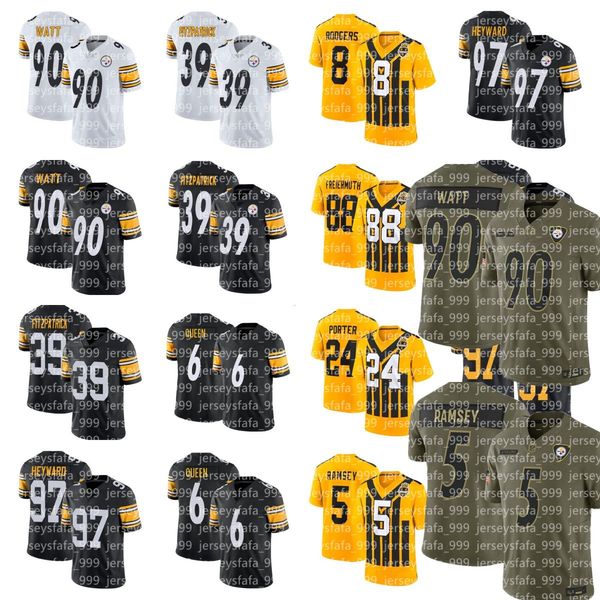 Aaron Rodgers Jersey 90 T.J. Watt Minkah Fitzpatrick Metcalf Najee Harris Joey Porter Jr. Jaylen Warren Pat Freiermuth Football Men Women Youth